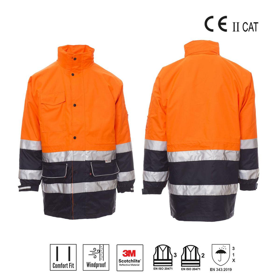 SECURITY PARKA "4 IN 1" ALTA VISIBILITA' PAYPER personalizzato con logo - Pubblienne