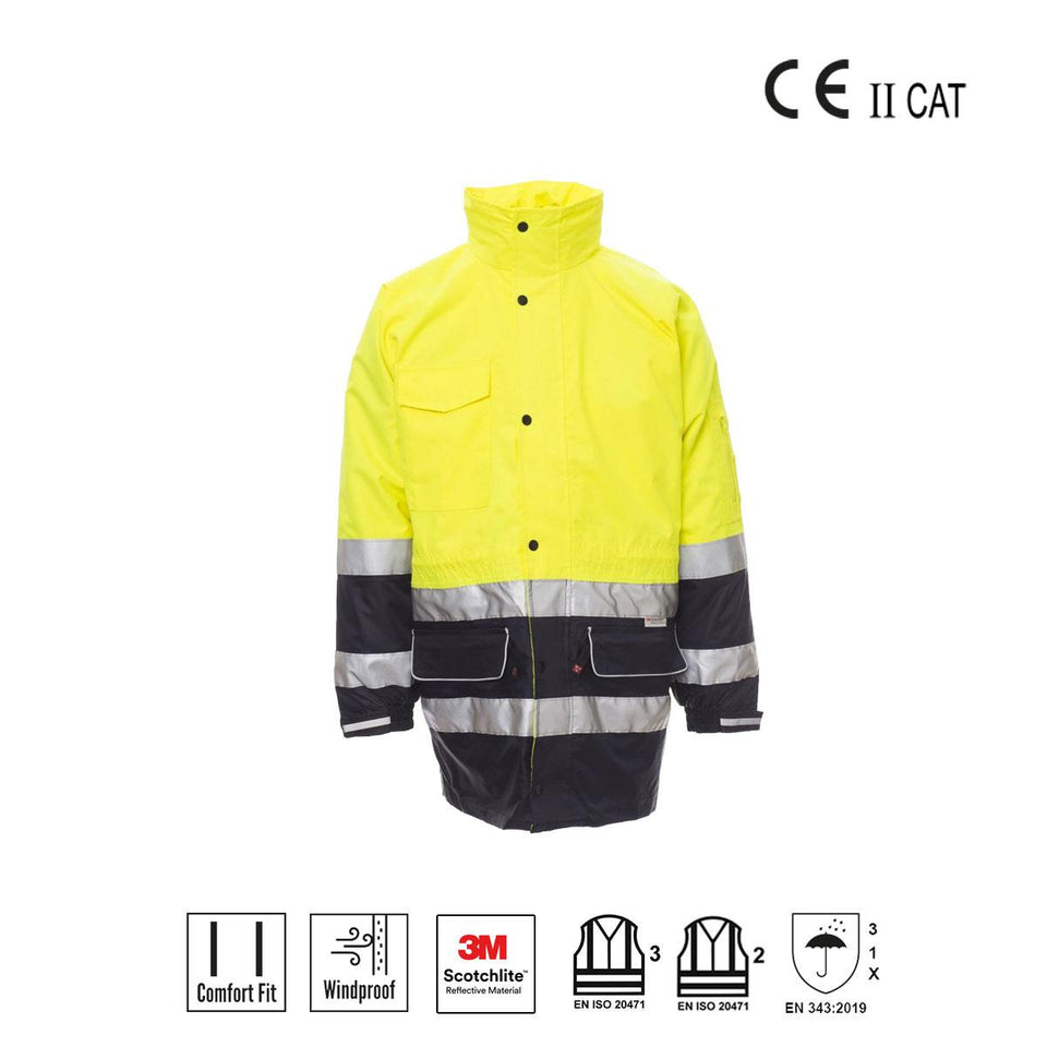 SECURITY PARKA "4 IN 1" ALTA VISIBILITA' PAYPER personalizzato con logo - Pubblienne