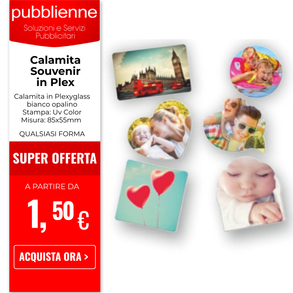 Calamita Souvenir in Plex personalizzato con logo - Pubblienne