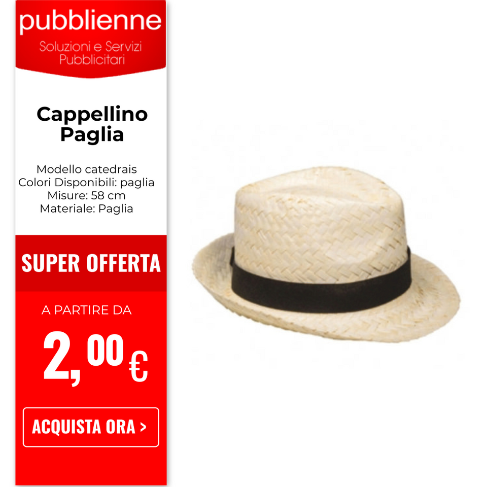 Cappellino Paglia personalizzato con logo - Pubblienne