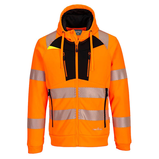 Felpa con zip DX4 Hi-Vis con cappuccio Portwest personalizzato con logo - Pubblienne