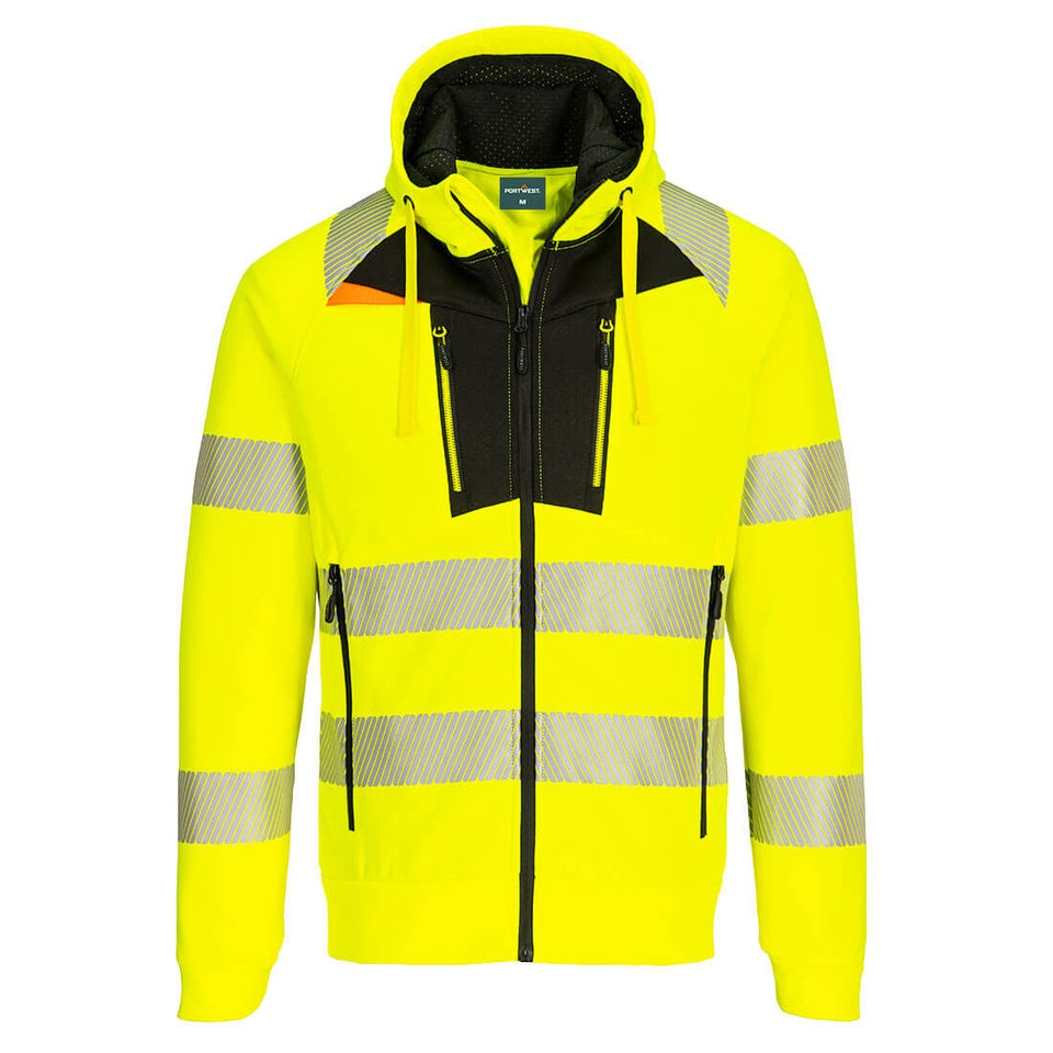 Felpa con zip DX4 Hi-Vis con cappuccio Portwest personalizzato con logo - Pubblienne