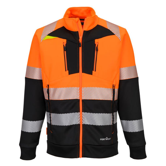 DX4 Felpa Hi-Vis  Classe 1 con collo a imbuto e chiusura a zip Portwest personalizzato con logo - Pubblienne