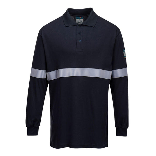 Polo FR Modaflame antistatica con banda riflettente Portwest personalizzato con logo - Pubblienne