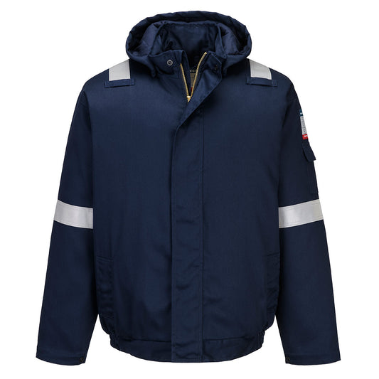 Giacca bomber isolata Bizflame Work+ FR Portwest personalizzato con logo - Pubblienne