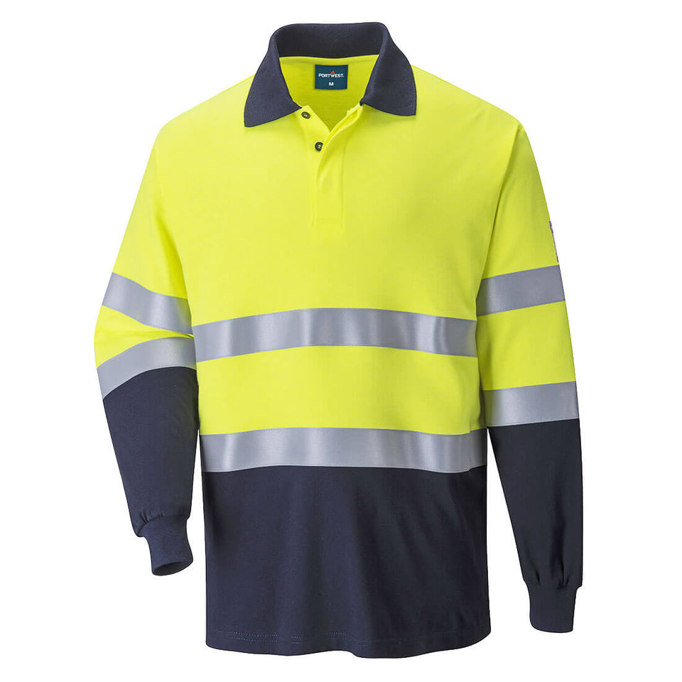 Polo bicolore FR Modaflame Anti Statica Portwest personalizzato con logo - Pubblienne