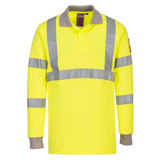 Polo manica lunga FR Modaflame antistatica Hi-Vis Portwest personalizzato con logo - Pubblienne