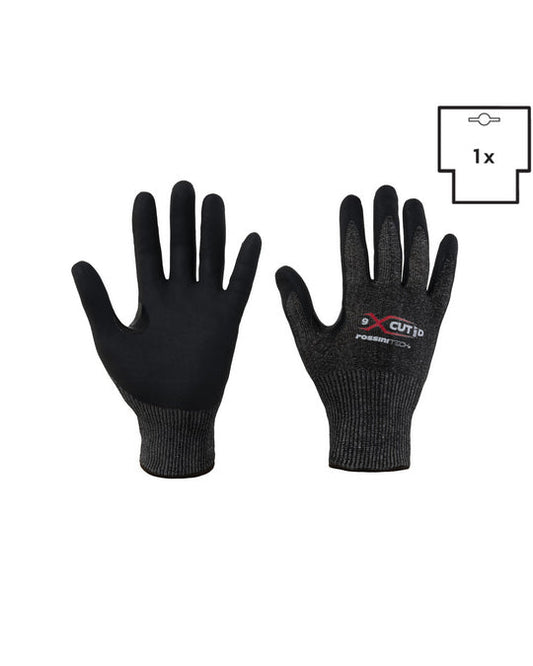Guanto Taglio D (HPPE-Acciaio-Vetro) / nitrile micro foam traspirante X-Glove xglove x glove guanti X-CUT personalizzato con logo - Pubblienne