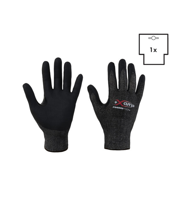 Guanto Taglio D (HPPE-Acciaio-Vetro) / nitrile micro foam traspirante X-Glove xglove x glove guanti X-CUT personalizzato con logo - Pubblienne