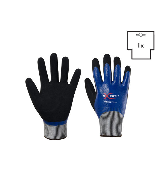Guanto Taglio D (HPPE-Vetro) / nitrile doppia spalmatura X-Glove xglove x glove guanti X-CUT personalizzato con logo - Pubblienne