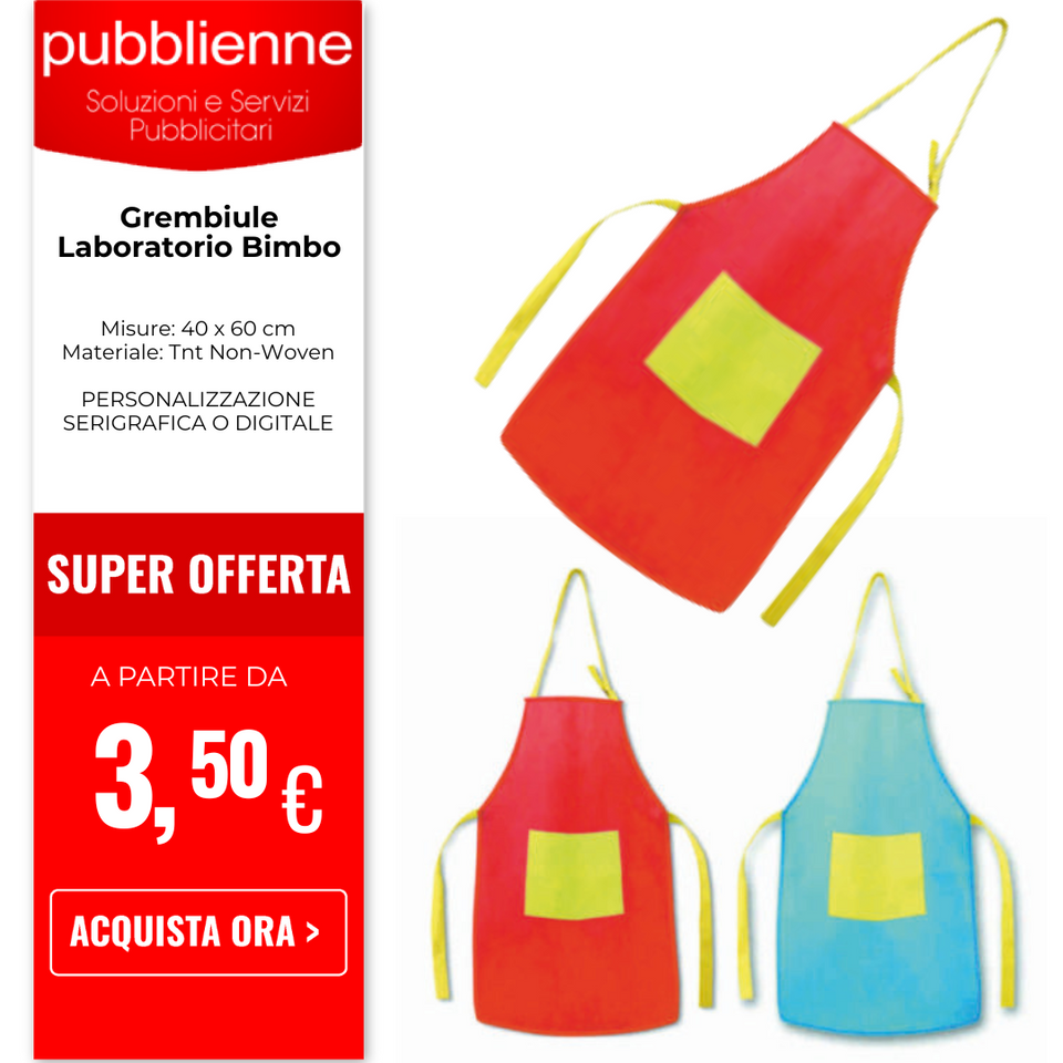 Grembiule Laboratorio Bimbo personalizzato con logo - Pubblienne