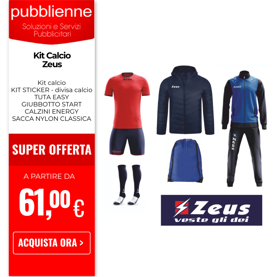 Kit Calcio Zeus personalizzato con logo - Pubblienne