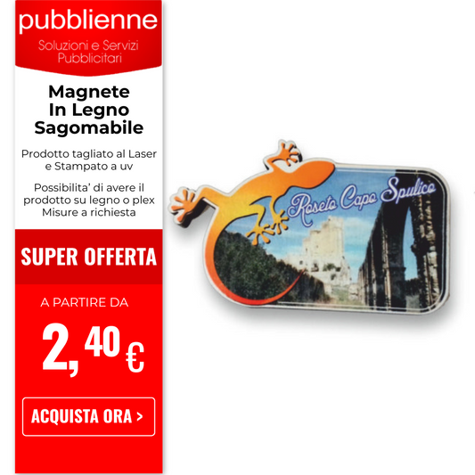 Magnete In Legno Sagomabile personalizzato con logo - Pubblienne
