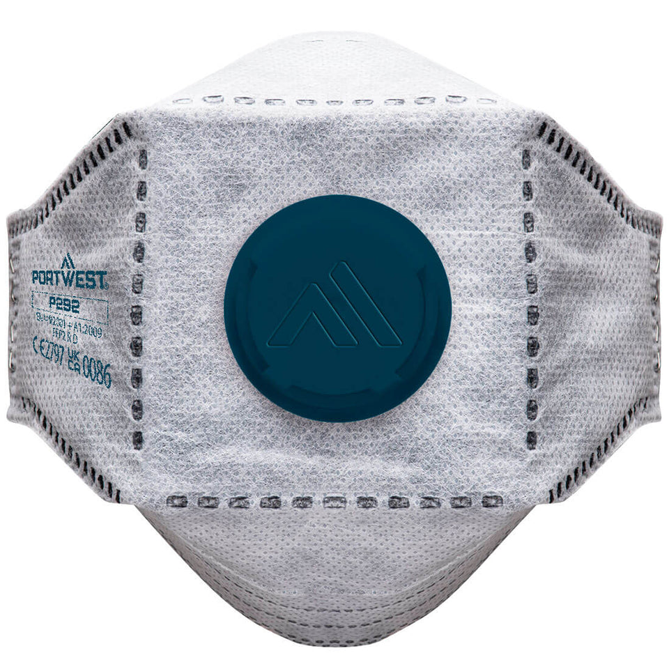 EAGLE FFP2 Respiratore piatto pieghevole al carbonio con valvola ( Pk10 ) Portwest personalizzato con logo - Pubblienne