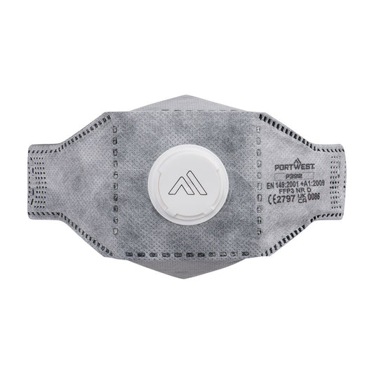 EAGLE FFP3 Respiratore piatto pieghevole al carbonio con valvola ( Pk10 ) Portwest personalizzato con logo - Pubblienne