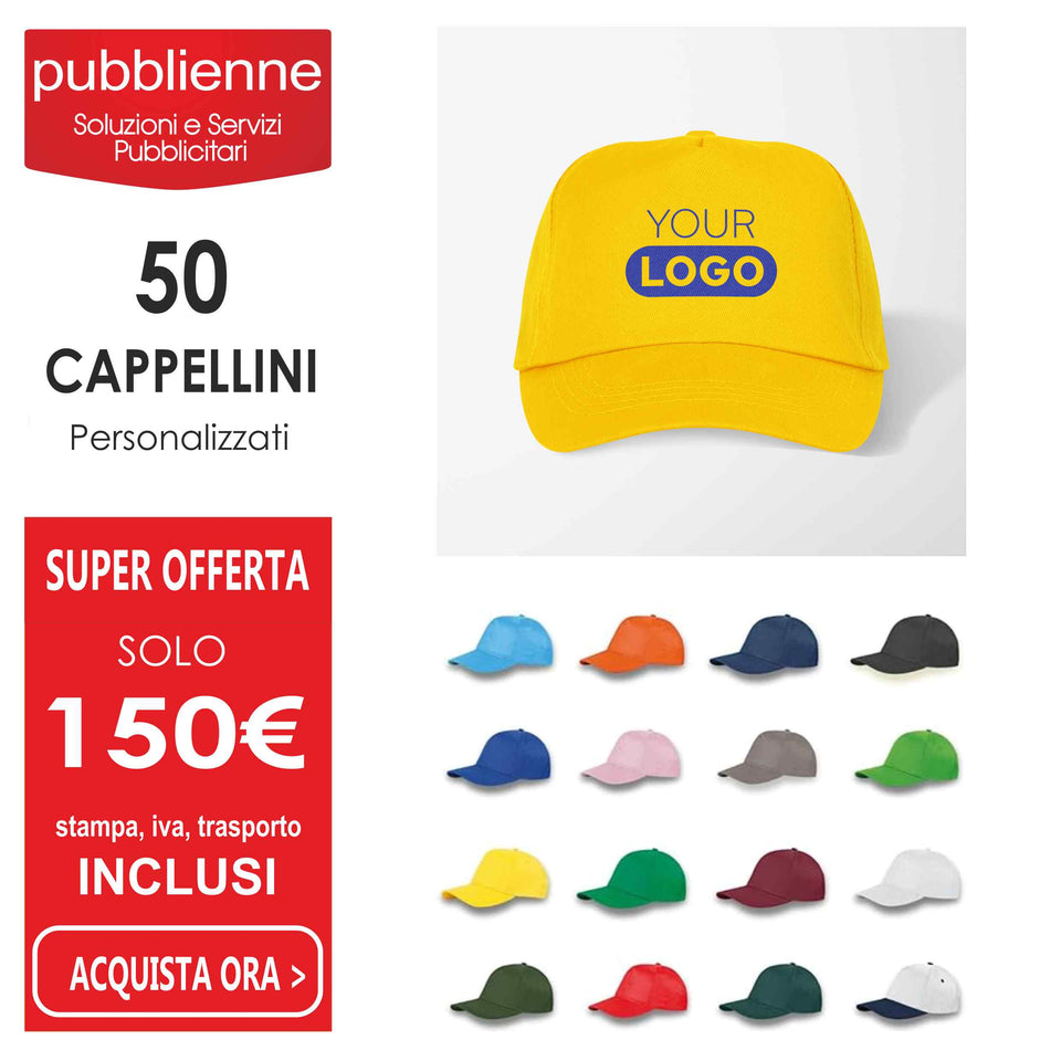 KIT 50 CAPPELLINI PERSONALIZZATI personalizzato con logo - Pubblienne