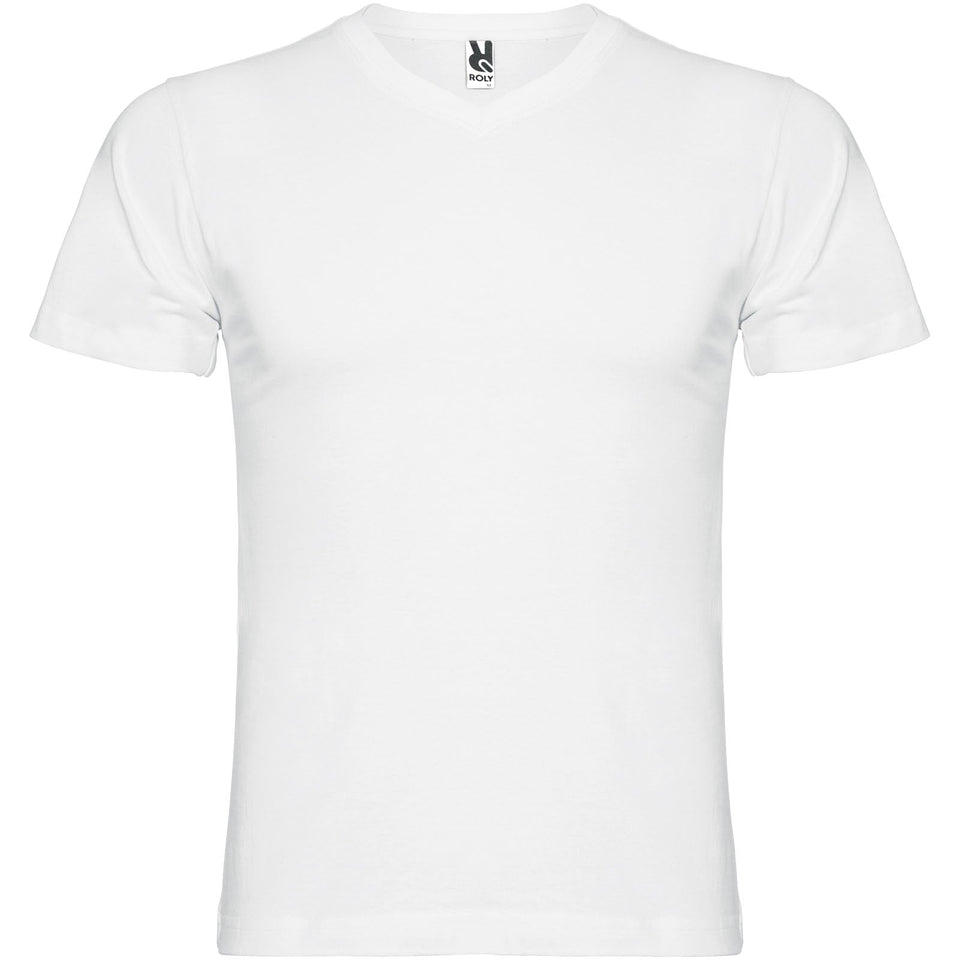 T-shirt a maniche corte con scollo a V da uomo Samoyedo personalizzato con logo - Pubblienne