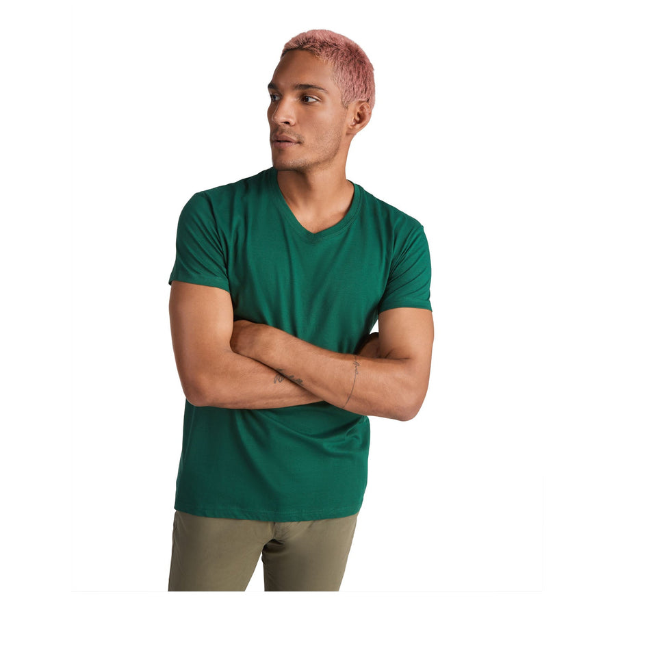 T-shirt a maniche corte con scollo a V da uomo Samoyedo personalizzato con logo - Pubblienne