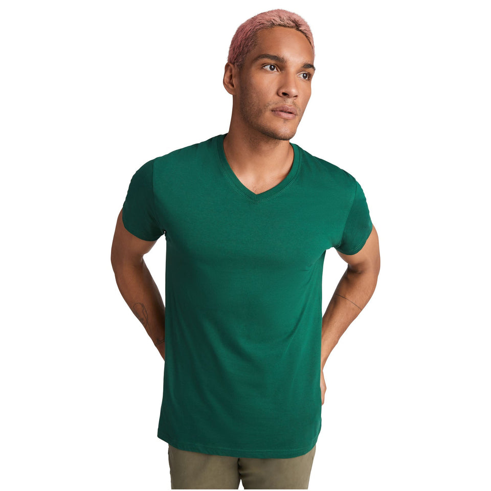 T-shirt a maniche corte con scollo a V da uomo Samoyedo personalizzato con logo - Pubblienne