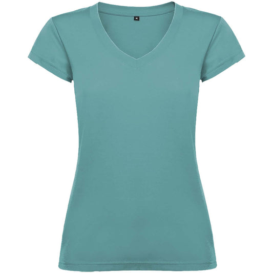 T-shirt a maniche corte con scollo a V da donna Victoria personalizzato con logo - Pubblienne