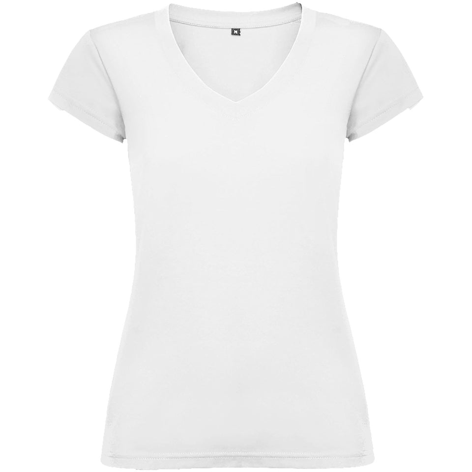 T-shirt a maniche corte con scollo a V da donna Victoria personalizzato con logo - Pubblienne