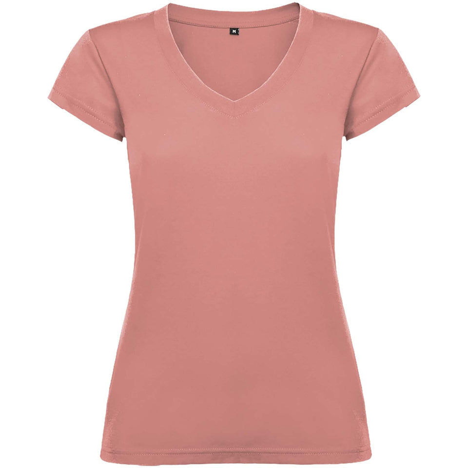 T-shirt a maniche corte con scollo a V da donna Victoria personalizzato con logo - Pubblienne