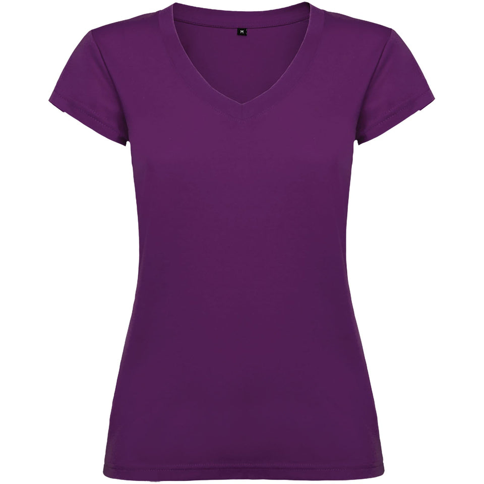 T-shirt a maniche corte con scollo a V da donna Victoria personalizzato con logo - Pubblienne