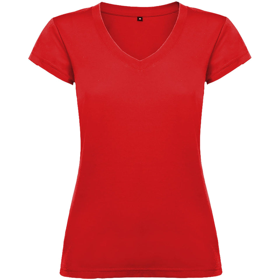 T-shirt a maniche corte con scollo a V da donna Victoria personalizzato con logo - Pubblienne