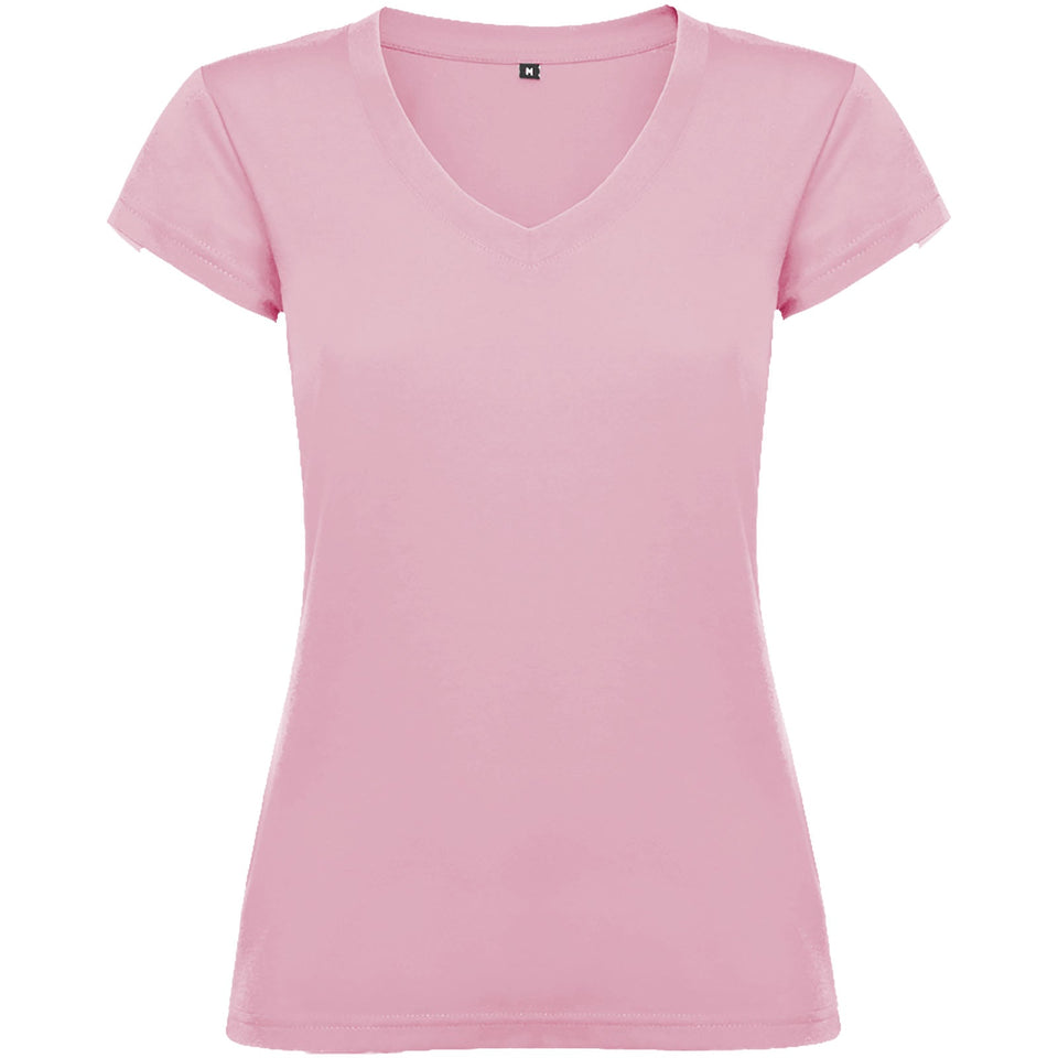 T-shirt a maniche corte con scollo a V da donna Victoria personalizzato con logo - Pubblienne