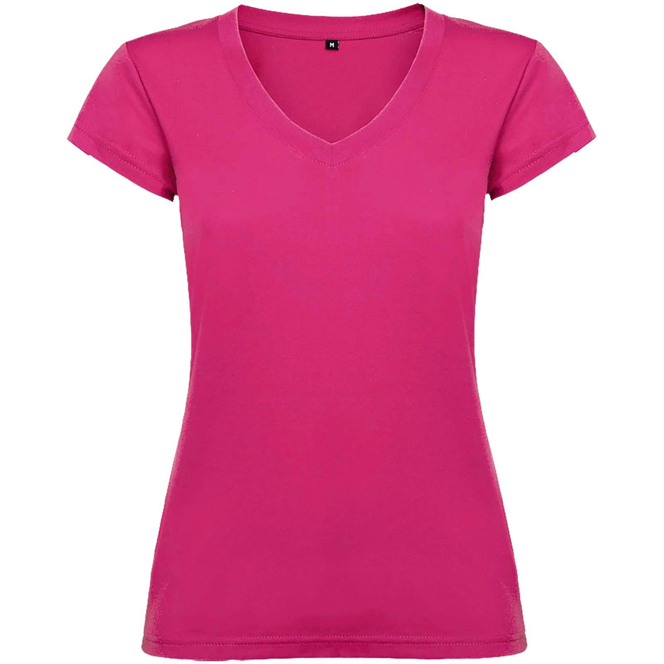 T-shirt a maniche corte con scollo a V da donna Victoria personalizzato con logo - Pubblienne