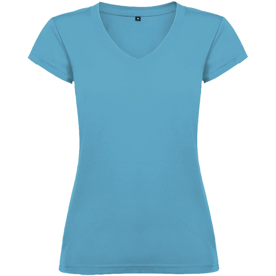 T-shirt a maniche corte con scollo a V da donna Victoria personalizzato con logo - Pubblienne