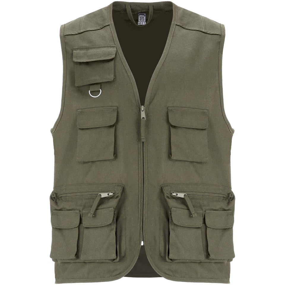 Gilet da lavoro con più tasche e scollo a V da 200 g/m² Venera personalizzato con logo - Pubblienne