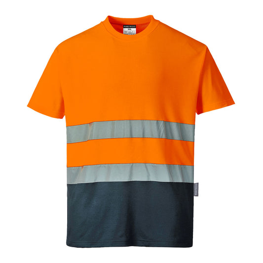 T-Shirt S/S Bicolore Cotton Comfort Hi-Vis Portwest personalizzato con logo - Pubblienne
