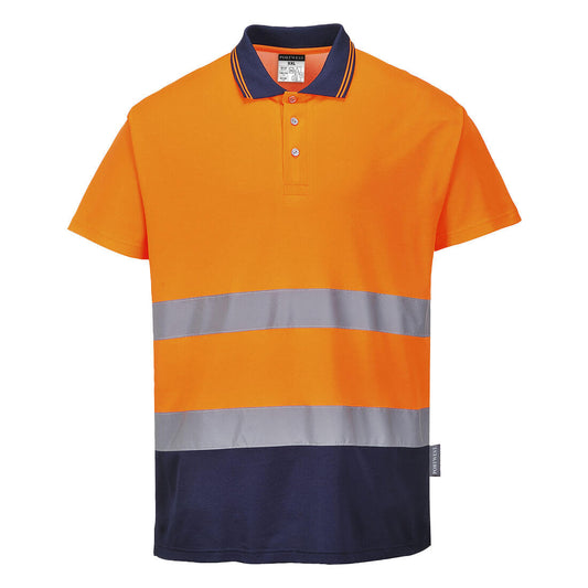 Polo Bicolore Cotton Comfort Hi-Vis Portwest personalizzato con logo - Pubblienne