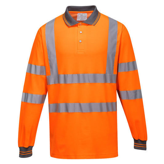 Polo maniche lunghe Cotton Comfort Hi-Vis Portwest personalizzato con logo - Pubblienne