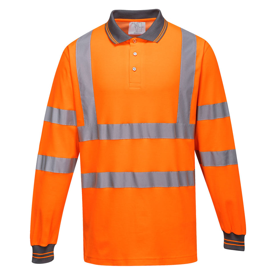 Polo maniche lunghe Cotton Comfort Hi-Vis Portwest personalizzato con logo - Pubblienne