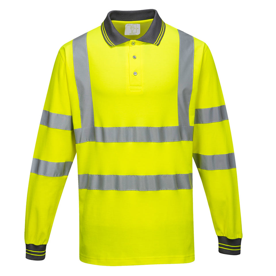 Polo maniche lunghe Cotton Comfort Hi-Vis Portwest personalizzato con logo - Pubblienne