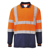 Polo Bicolore maniche lunghe Hi-Vis Portwest personalizzato con logo - Pubblienne