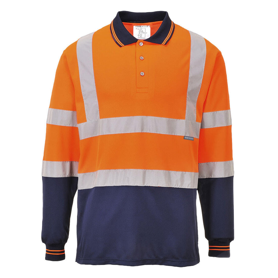 Polo Bicolore maniche lunghe Hi-Vis Portwest personalizzato con logo - Pubblienne