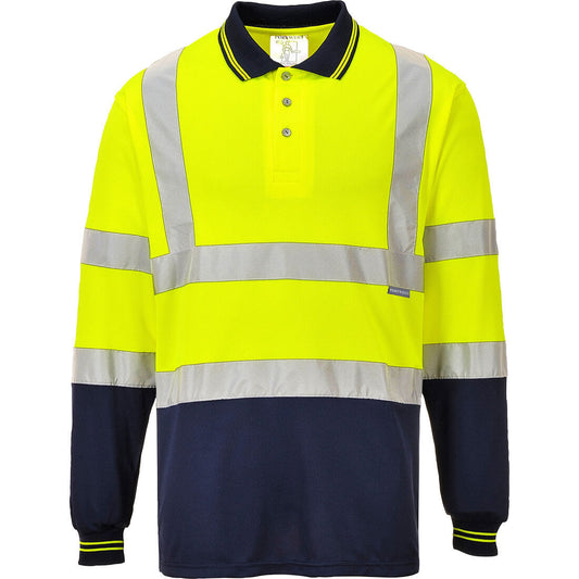 Polo Bicolore maniche lunghe Hi-Vis Portwest personalizzato con logo - Pubblienne