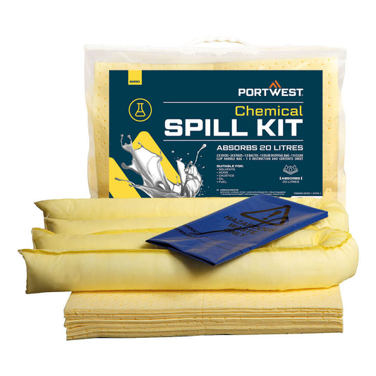 Kit assorbente per prodotti chimici 20 Litri Portwest personalizzato con logo - Pubblienne