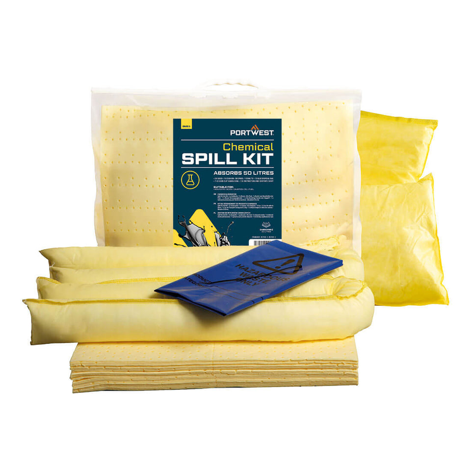 Kit assorbente per prodotti chimici da 50 litri Portwest personalizzato con logo - Pubblienne
