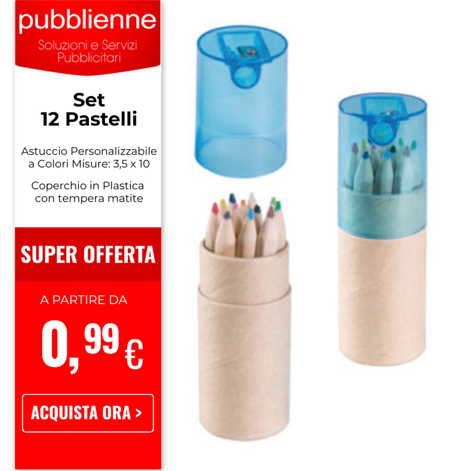 Set 12 Pastelli personalizzato con logo - Pubblienne
