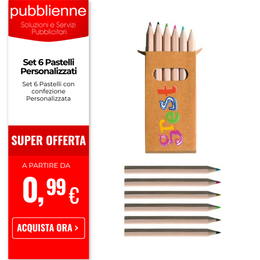 Set 6 Pastelli Personalizzati personalizzato con logo - Pubblienne