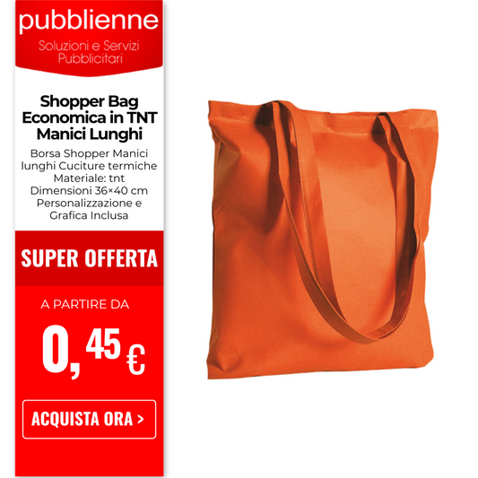 Shopper Bag Economica in TNT Manici Lunghi personalizzato con logo - Pubblienne