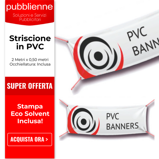 Striscione in PVC 2,5 metri x 0,50 metri personalizzato con logo - Pubblienne