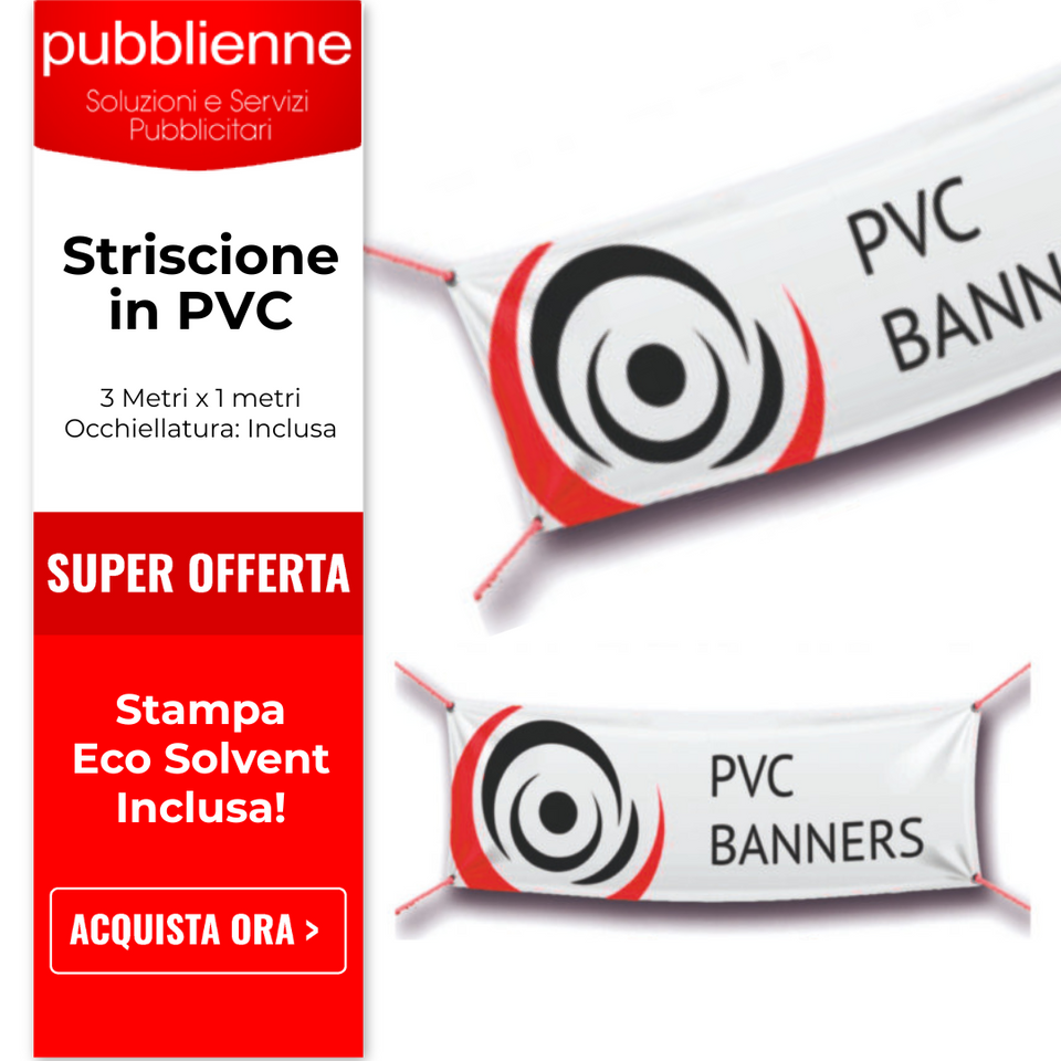 Striscione in PVC 3 metri x 1 metro personalizzato con logo - Pubblienne