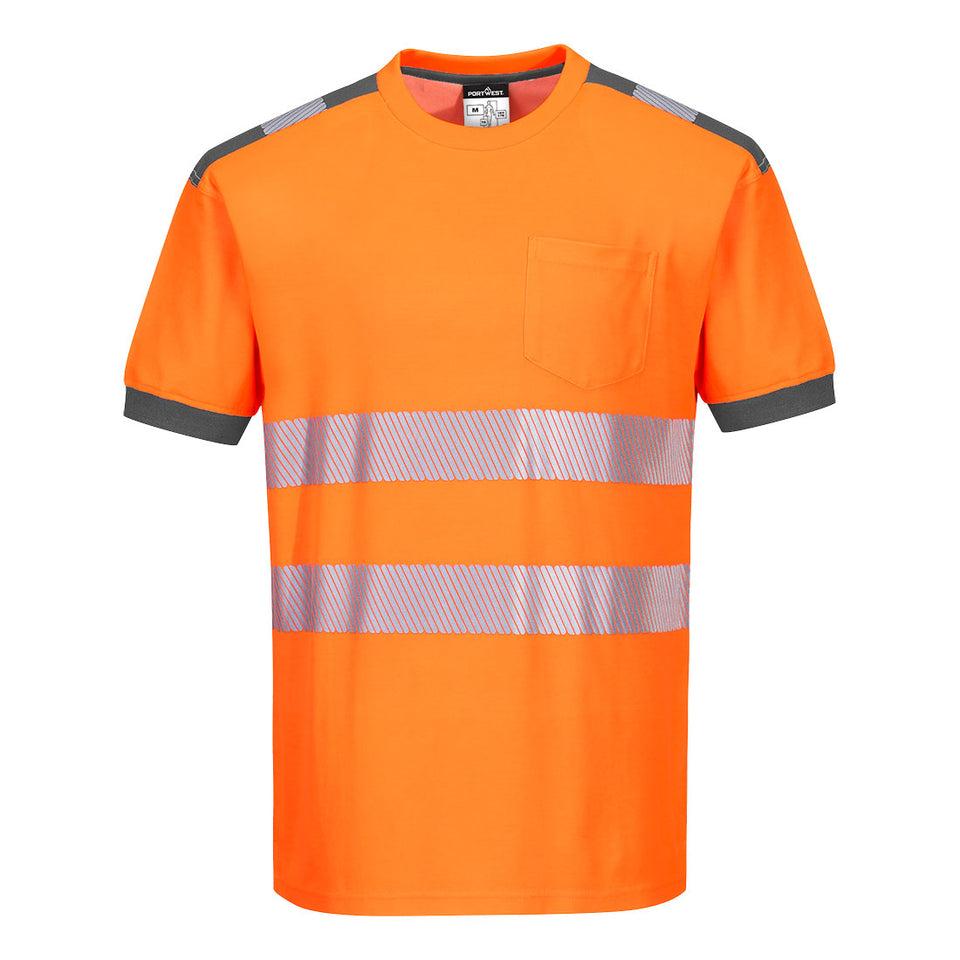 PW3 T-Shirt manica corta Hi-Vis Portwest personalizzato con logo - Pubblienne