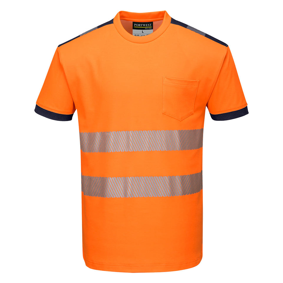 PW3 T-Shirt manica corta Hi-Vis Portwest personalizzato con logo - Pubblienne