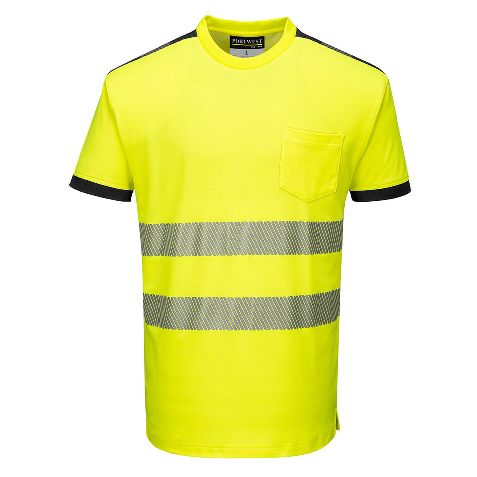 PW3 T-Shirt manica corta Hi-Vis Portwest personalizzato con logo - Pubblienne